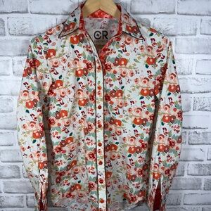 CR Ranchwear Floral Long Sleeve Western Shirt Womens XS